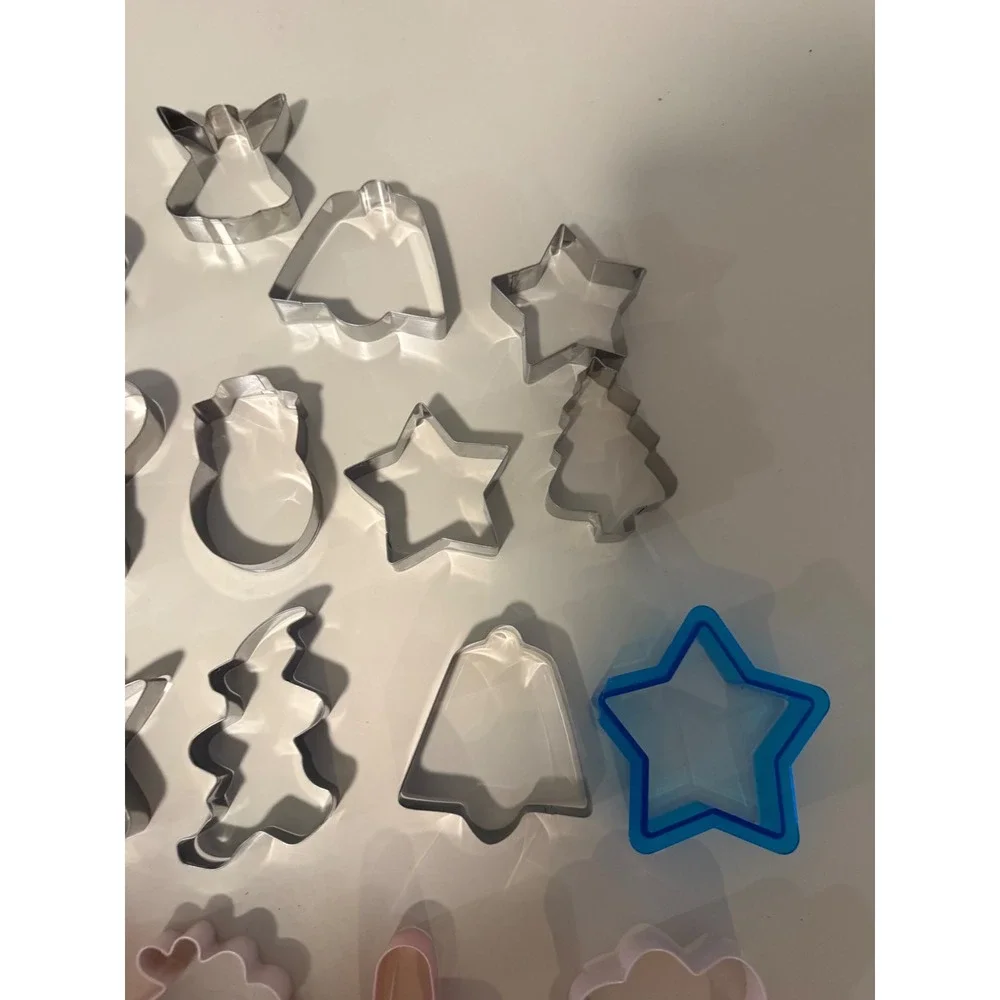 Assorted Holiday Cookie Cutter Lot Metal and Plastic Hearts Stars Christmas
